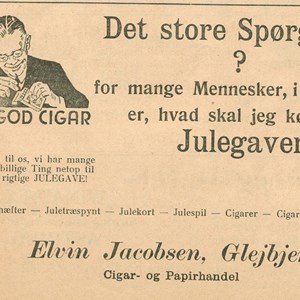 Annonce fra reklamen "Jul i Vejrup og Glejbjerg" fra 1930'erne