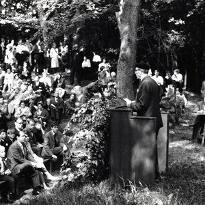 F. Hasseriis synger for ved grundlovsmødet i Skibelund 1966 (B 3178)